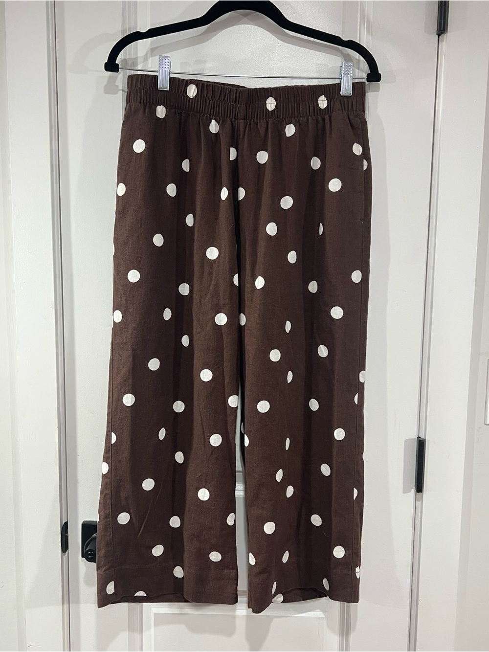 Old Navy, brown and white polka dot pants